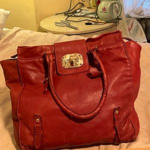 Lightweight red leather Paola Masi tote